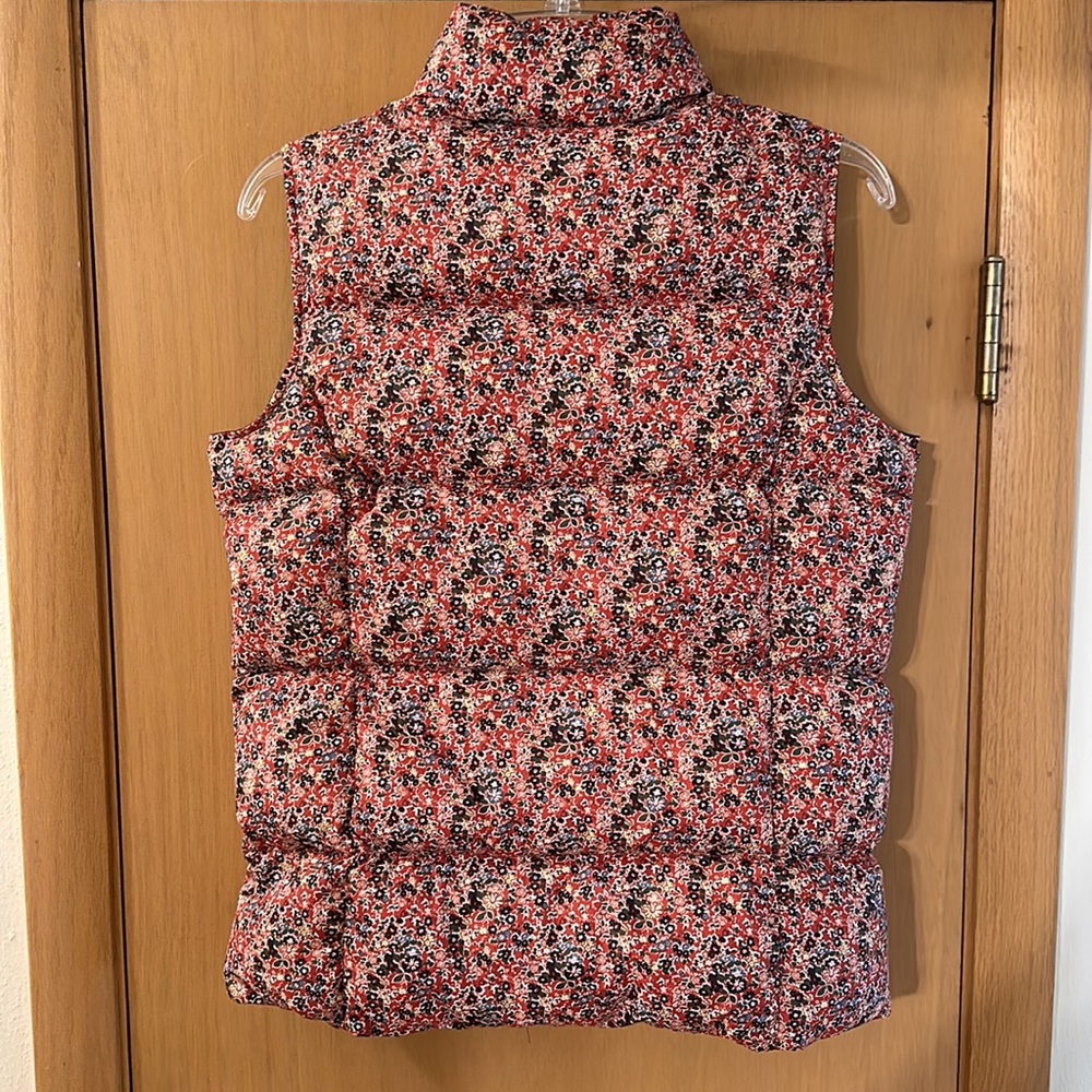 Lands End Kids Girls Floral Full Zip Quilted Vest Pink Brown Size Large 14 - Picture 6 of 8